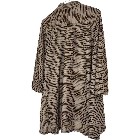 Vincente Shawl Shrug XL Brown Black Striped Textured Toggle Front 100% Polyester - Picture 9 of 13